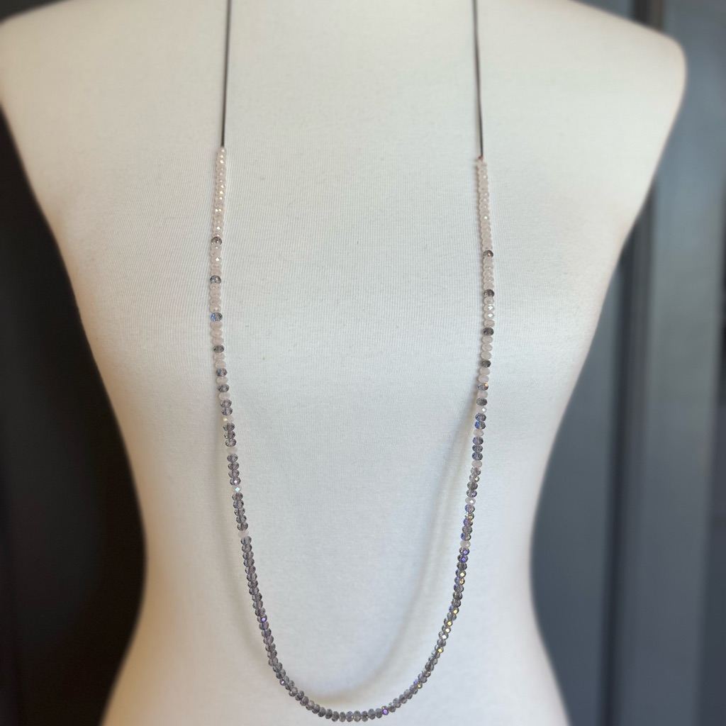 New Auth Chan Luu Swarovski Crystal Long Necklace Color: Violet/White
